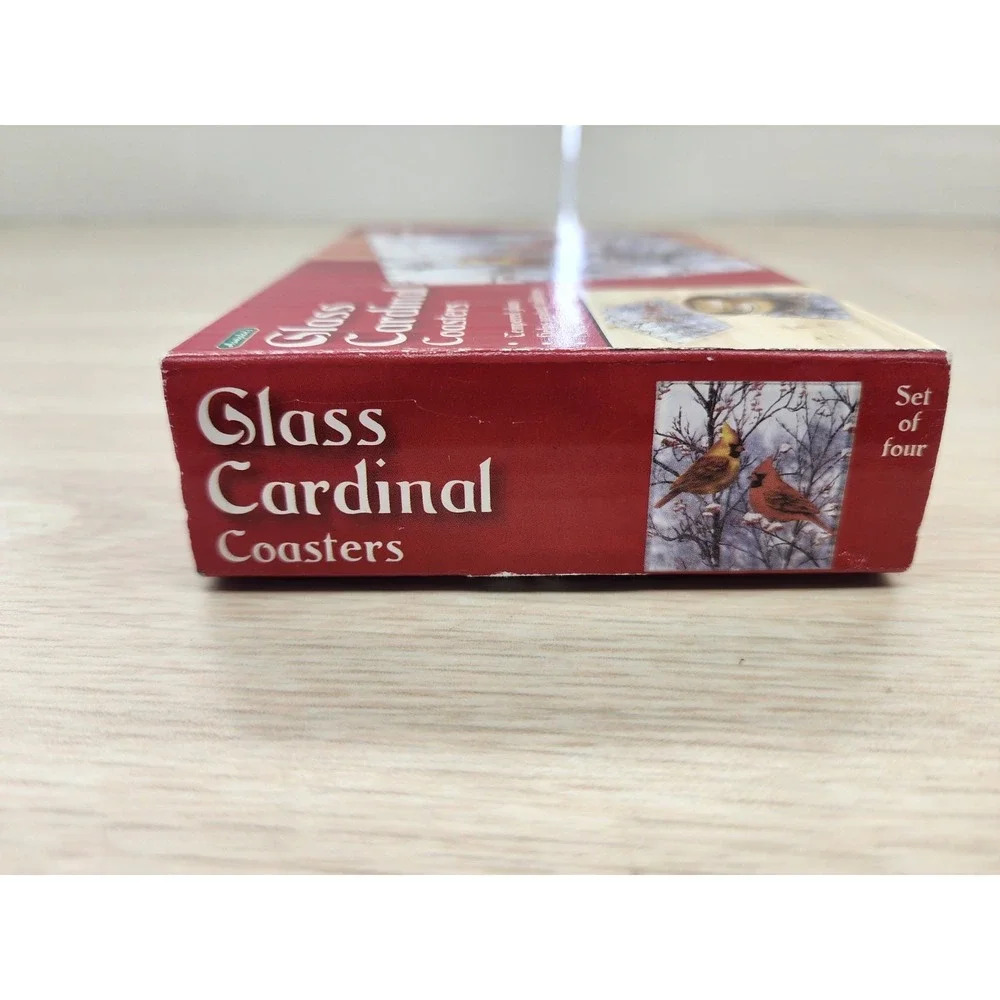 Red Cardinal Coasters Tempered Glass 4